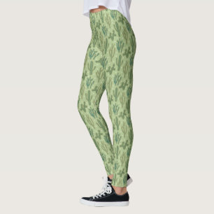 Southwest Geo Step   Green Cactus Pattern Leggings