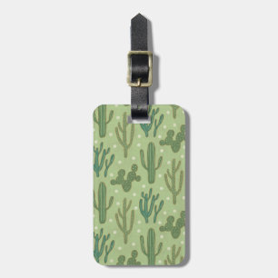 Southwest Geo Step Green Cactus Pattern Luggage Tag