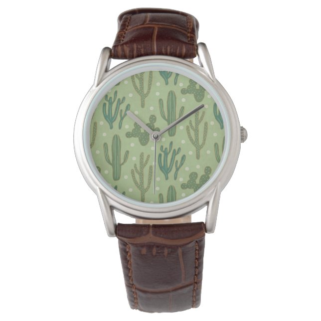 Southwest Geo Step | Green Cactus Pattern Watch (Front)
