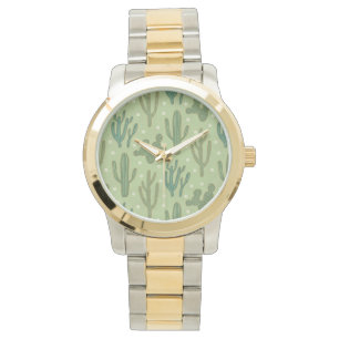 Southwest Geo Step   Green Cactus Pattern Watch