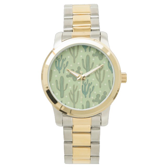 Southwest Geo Step | Green Cactus Pattern Watch (Front)
