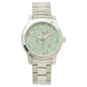Southwest Geo Step   Green Feather Pattern Watch