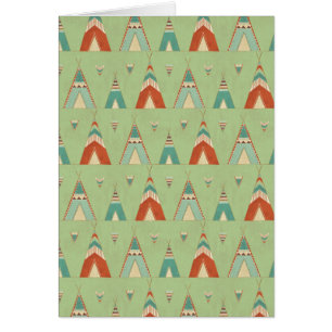 Southwest Geo Step Green Teepee Pattern