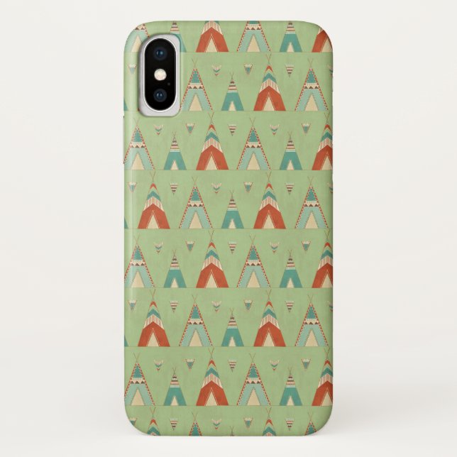 Southwest Geo Step | Green Teepee Pattern Case-Mate iPhone Case (Back)