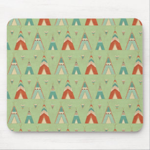 Southwest Geo Step Green Teepee Pattern Mouse Mat