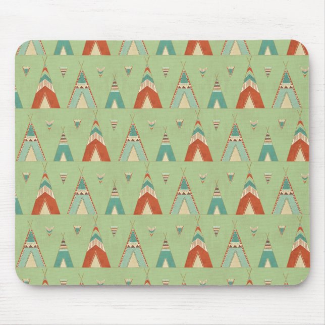 Southwest Geo Step | Green Teepee Pattern Mouse Mat (Front)
