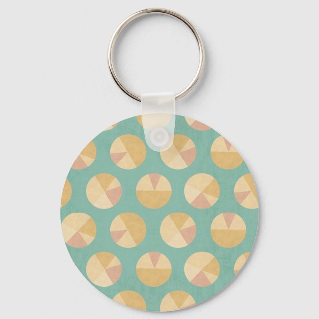 Southwest Geo Step | Orange & Green Circle Pattern Key Ring (Front)