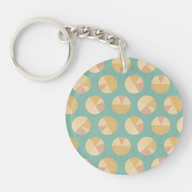 Southwest Geo Step | Orange & Green Circle Pattern Key Ring (Front)