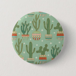 Southwest Geo Step Potted Cactus Pattern 6 Cm Round Badge