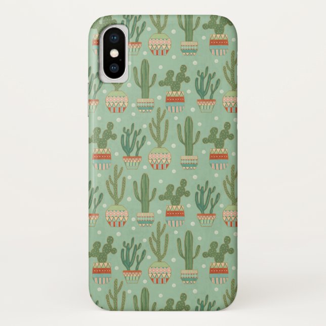 Southwest Geo Step | Potted Cactus Pattern Case-Mate iPhone Case (Back)