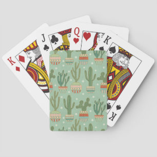 Southwest Geo Step   Potted Cactus Pattern Playing Cards
