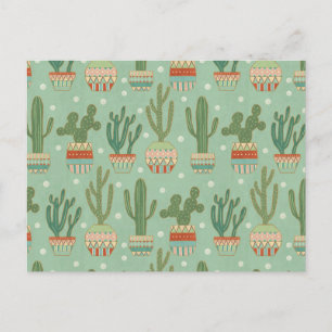 Southwest Geo Step   Potted Cactus Pattern Postcard