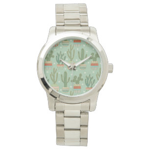 Southwest Geo Step Potted Cactus Pattern Watch