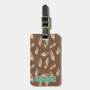 Southwest Geo Step   Southwest Feather Pattern Luggage Tag