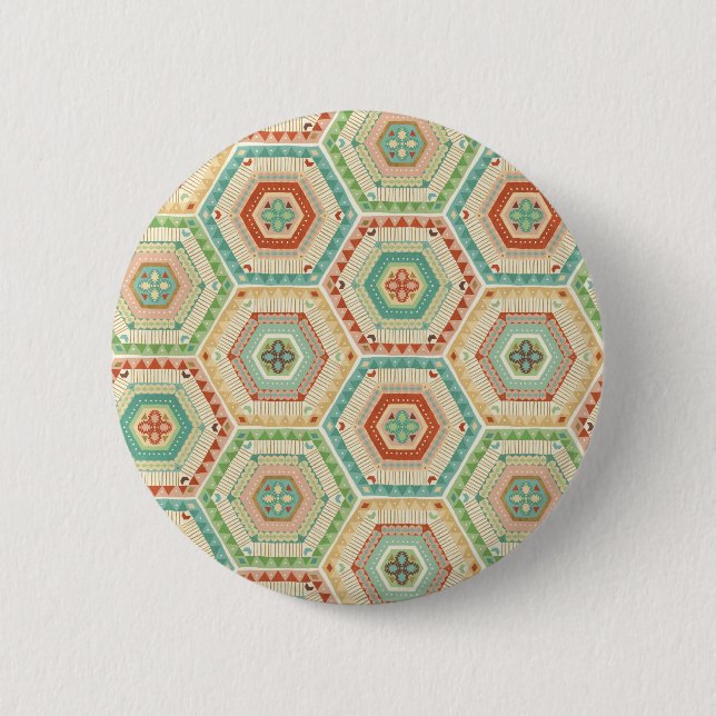 Southwest Geo Step | Southwest Hexagon Pattern 6 Cm Round Badge (Front)