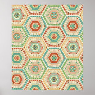 Southwest Geo Step Southwest Hexagon Pattern Poster