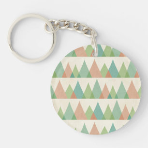 Southwest Geo Step   Teal & Coral Triangles Key Ring