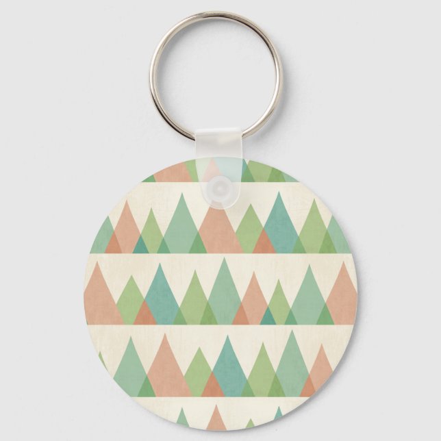Southwest Geo Step | Teal & Coral Triangles Key Ring (Front)