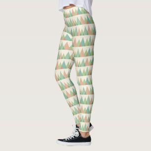 Southwest Geo Step   Teal & Coral Triangles Leggings