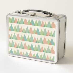 Southwest Geo Step   Teal & Coral Triangles Metal Lunch Box