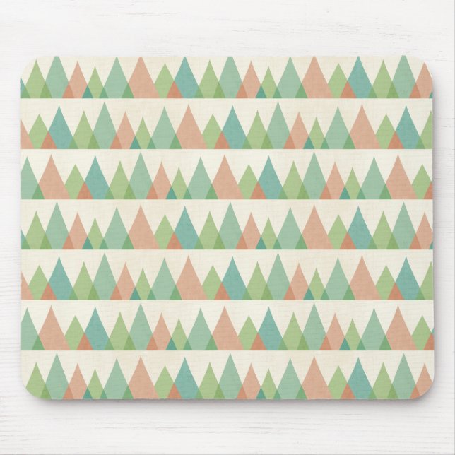 Southwest Geo Step | Teal & Coral Triangles Mouse Mat (Front)