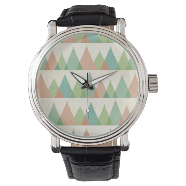 Southwest Geo Step | Teal & Coral Triangles Watch (Front)