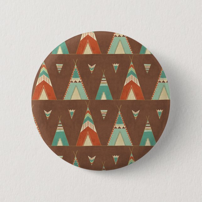 Southwest Geo Step | Teal Teepee Pattern 6 Cm Round Badge (Front)
