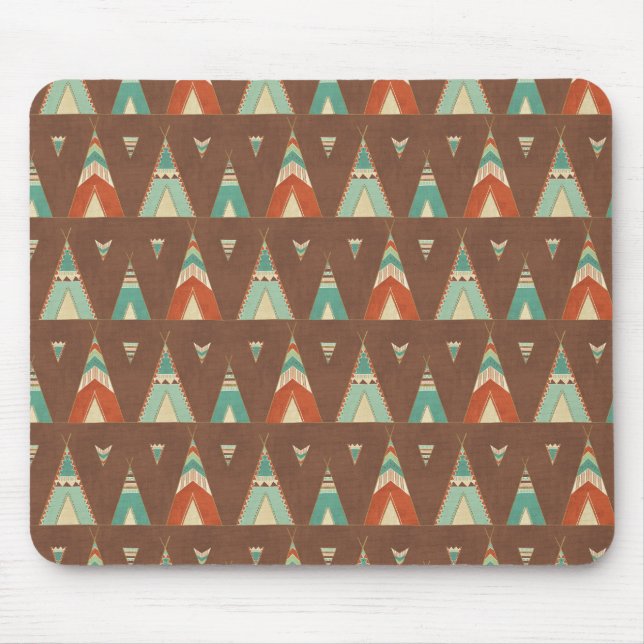 Southwest Geo Step | Teal Teepee Pattern Mouse Mat (Front)