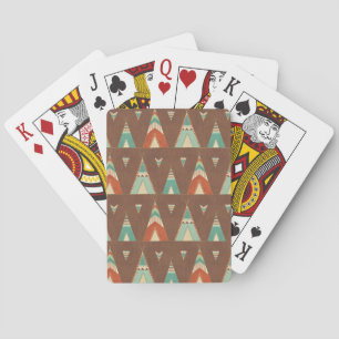 Southwest Geo Step   Teal Teepee Pattern Playing Cards