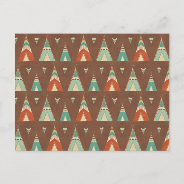 Southwest Geo Step | Teal Teepee Pattern Postcard (Front)