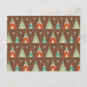 Southwest Geo Step Teal Teepee Pattern Postcard