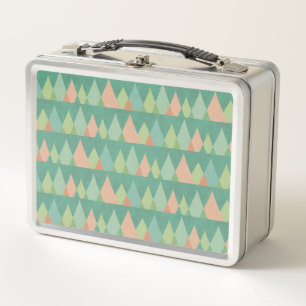 Southwest Geo Step   Teal Triangle Pattern Metal Lunch Box