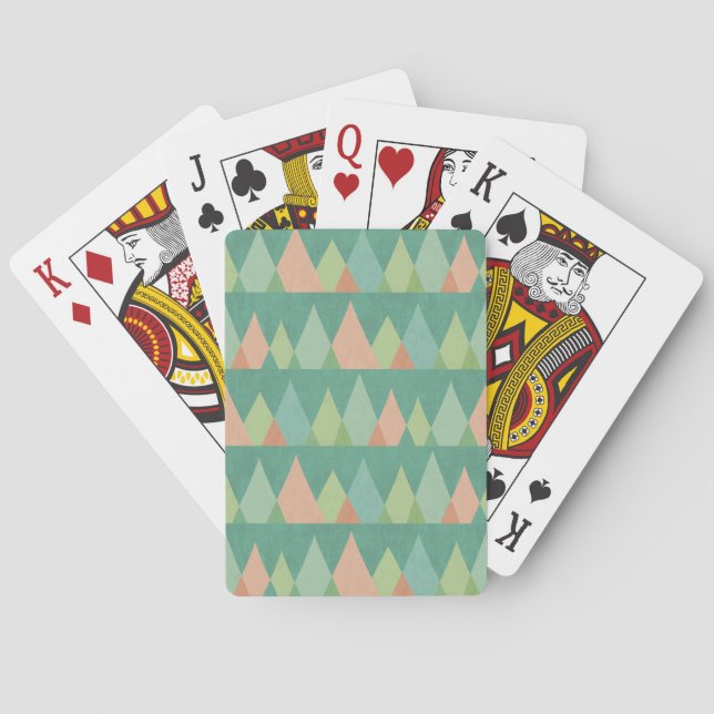 Southwest Geo Step | Teal Triangle Pattern Playing Cards (Back)