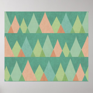 Southwest Geo Step   Teal Triangle Pattern Poster
