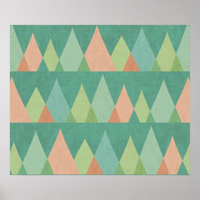 Southwest Geo Step | Teal Triangle Pattern Poster (Front)