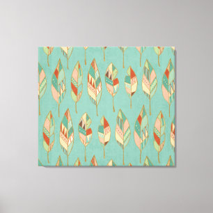 Southwest Geo Step   Watercolor Feather Pattern Canvas Print