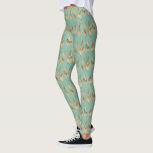 Southwest Geo Step   Watercolor Feather Pattern Leggings