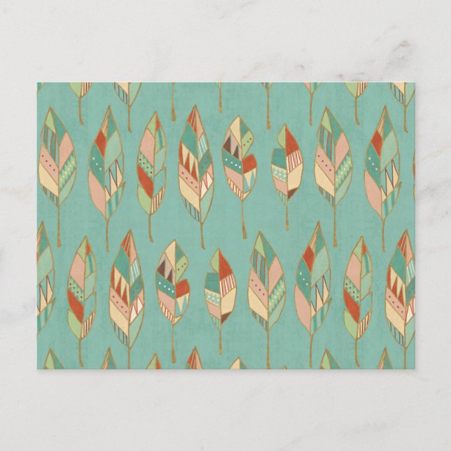 Southwest Geo Step | Watercolor Feather Pattern Postcard (Front)