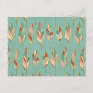 Southwest Geo Step Watercolor Feather Pattern Postcard