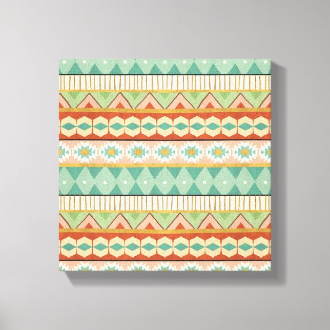 Southwest Geo Step | Watercolor Tribal Pattern Canvas Print (Front)