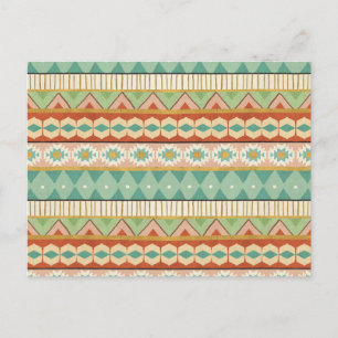 Southwest Geo Step   Watercolor Tribal Pattern Postcard