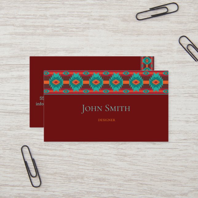Southwest geometric design business card (Front/Back In Situ)