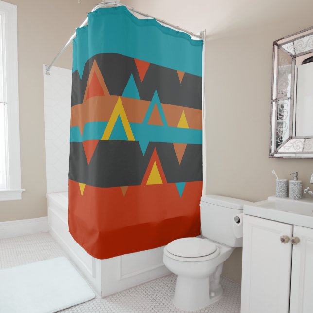 Southwest Geometric Shower Curtain (In Situ)