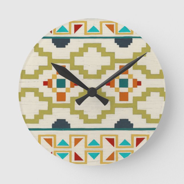 Southwest Geometry I Round Clock (Front)