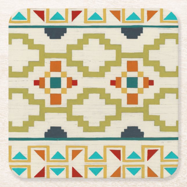 Southwest Geometry I Square Paper Coaster (Front)