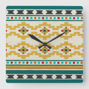 Southwest Geometry III Square Wall Clock