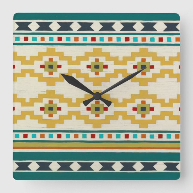 Southwest Geometry III Square Wall Clock (Front)