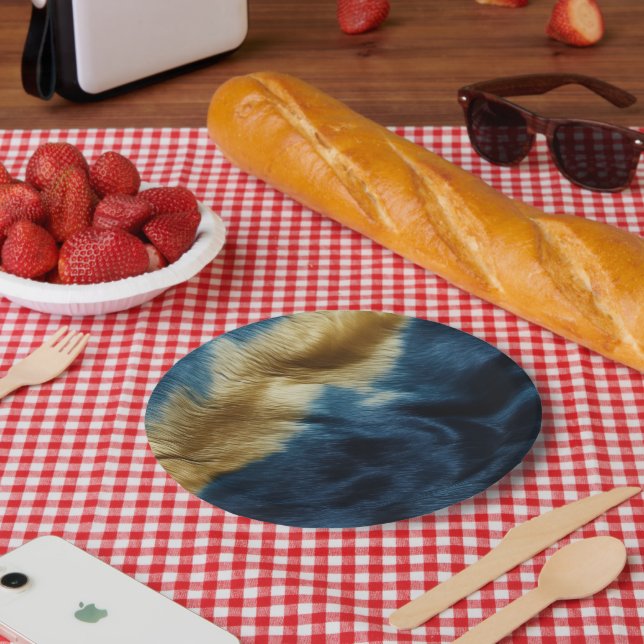 Southwest Gold Blue Cowhide Paper Plate (Picnic)