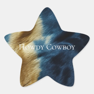 Southwest Gold Blue Cowhide Star Sticker