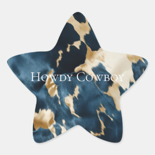 Southwest Gold Blue Cream Cowhide Star Sticker